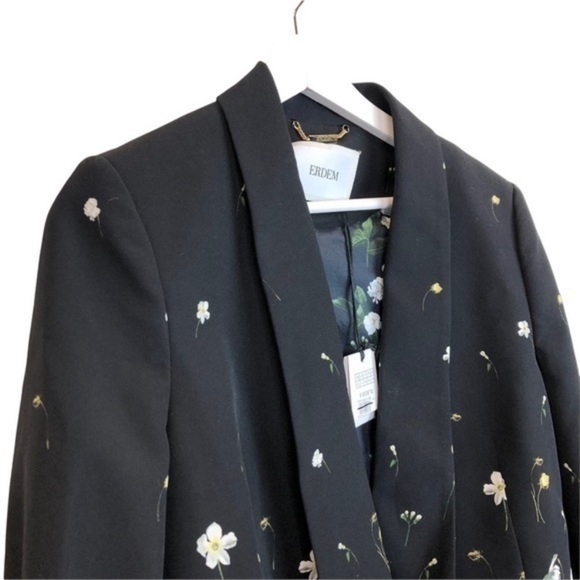 NEW ERDEM Black Daffodil Cady Blazer - Picture 6 of 15